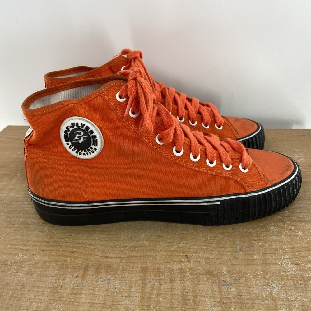 PF Flyers Center Hi Posture Foundation Orange Canvas Sneakers Men 9/Women 10.5